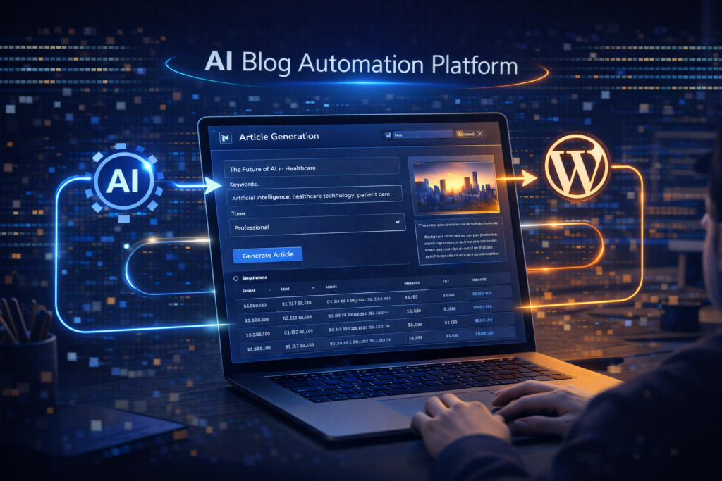 AIブログ自動生成ツールの完成イメージ。記事生成から投稿まで自動化されたブログ運用システム