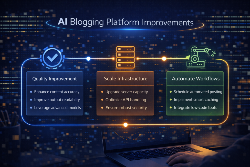 AIブログ自動化ツールの改善ロードマップを示す図