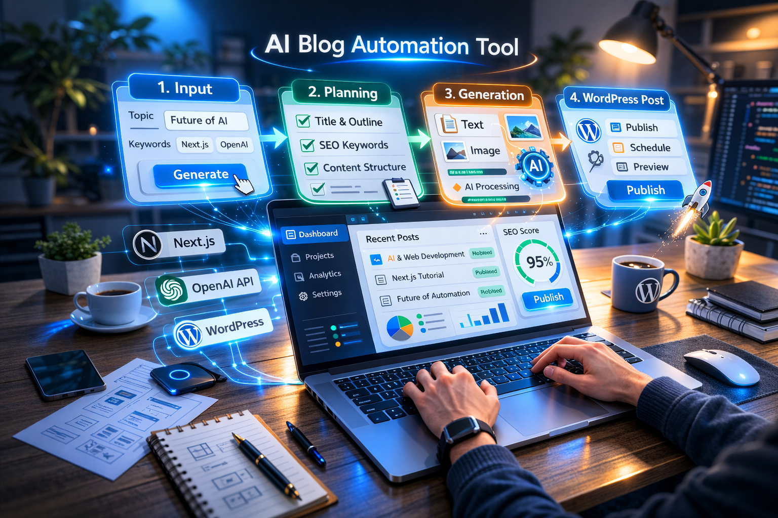 AIブログ自動生成ツールのUI実装｜初心者でも迷わない4ステップ画面の作り方