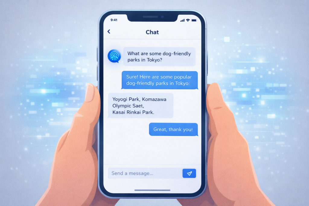 AIチャットアプリをスマートフォンで利用しているイメージ