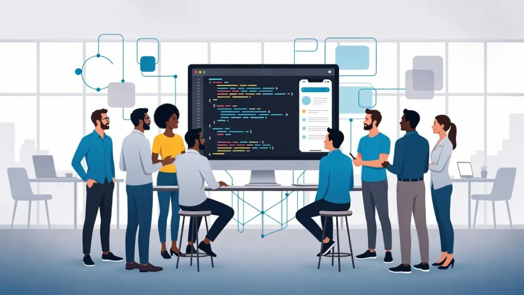 Flutter開発を検討するチームのイメージ