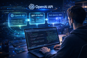Next.jsアプリからOpenAI APIに接続してAI記事生成を行うシステム構成イメージ