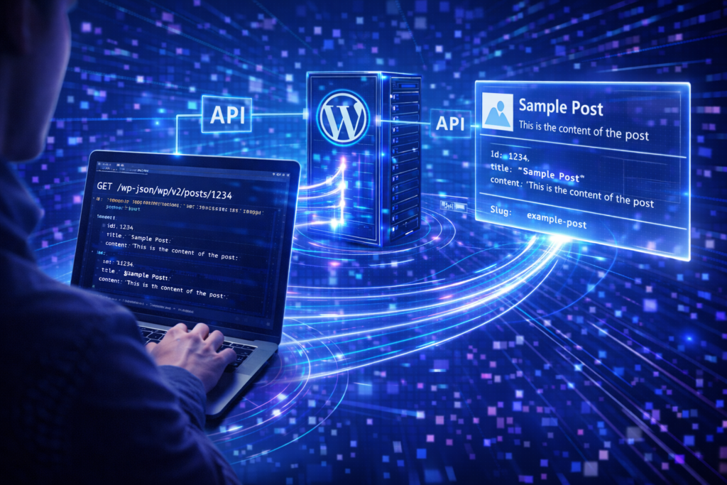 WordPress REST APIを使って外部アプリから記事が投稿される仕組みの図
